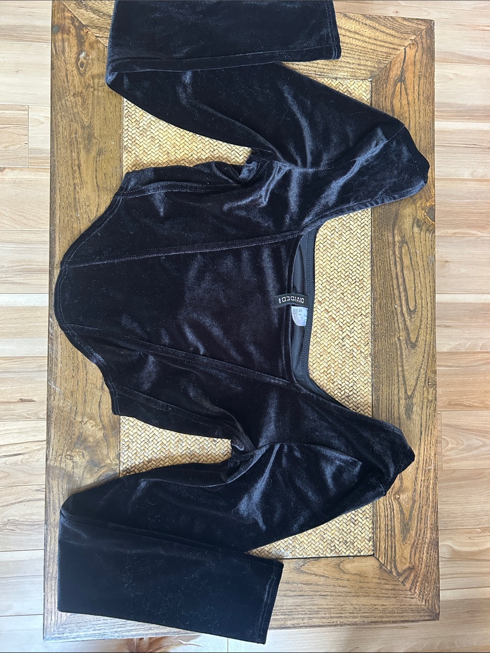 Divided Black Velvet Crop Top